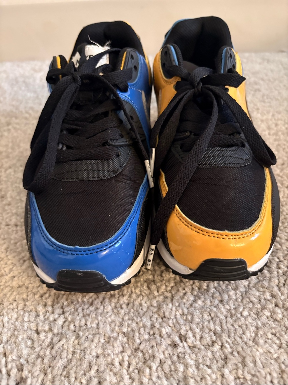 Nike Black, Blue & Yellow Patent Colorblock Sneakers